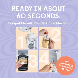 Numilk Pouches 4-Pack - Unsweetened Cashew - Creamy Plant-Based Milk in Seconds - Easy-to-Use with the Numilk Nut Milk Maker Machine - Dairy Free Milk Beverage - One Pouch Makes 32oz