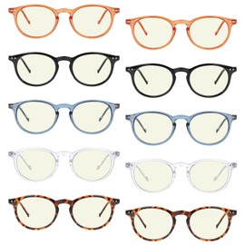 10 Pack Blue Light Blocking Reading Glasses for Women Spring Hinges Oval Round Computer Readers +2.25