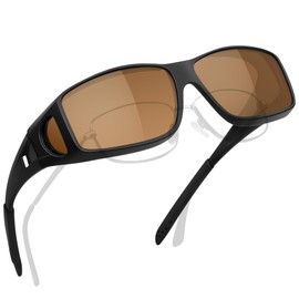 TR90 Polarized Sunglasses, Over Glasses, UV 400 Protection, Driving, Fishing, A4: Matte Black + Brown