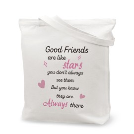 Friend Gifts for Women,Birthday Friendship Graduation Inspirational Thoughtful Best Positive Motivational Practical Creative Special Christmas Valentine Good Friends are Like Stars Gifts Tote Bag