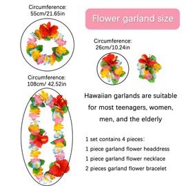 duoyif Hawaiian Necklaces, Hawaiian Flower Chain, Flower Chain, Hair Band, Bracelets, Grass Skirt, Party Costume Accessories, Flower Chain for Cheerleading, Birthday, Carnivals, Beach Parties (Orange