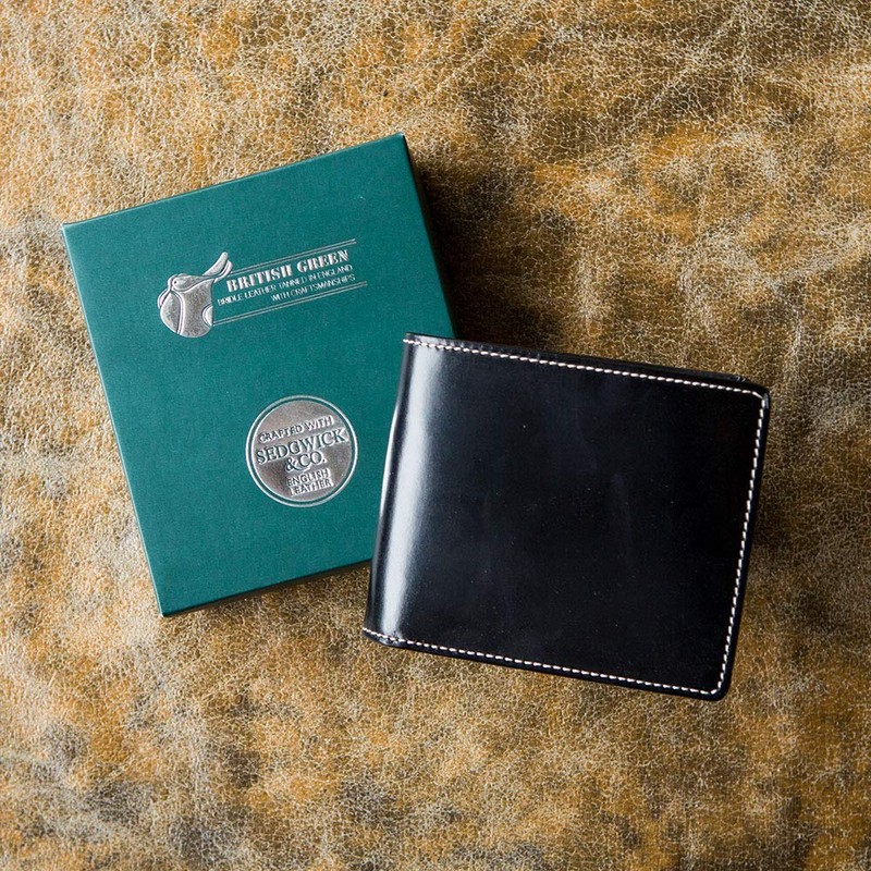 [New model] [British Green] Bridle Leather Bifold Wallet - black