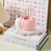 Qaoliffa Cute Pink Snail Makeup Brush Holder,Multi Functional Storage Box