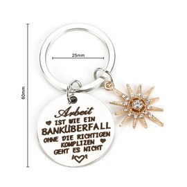 Tranbath Stainless Steel Key Ring, Elegant Pendant with Sun Motif, Courage Mach Gifts for Good Girlfriends and Birthday Parties, Silver3