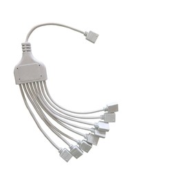 HUALAND RGB 4 Pins White RGB LED Splitter Cable LED Strip Connector 8 Way Splitter Y Splitter for One to Eight RGB 5050 3528 LED Light Strips with,RGB Extension Cable，1m RGB Wire