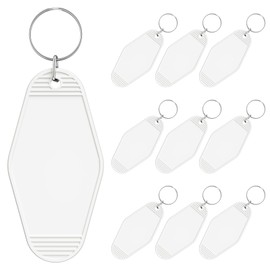 Uniclife 10 Pcs Blank Hotel Keychain Tags, Vintage Motel Keychain with Key Rings, White Plastic Rhombus Keychains, Retro Key Tags Labels for DIY Keychain Craft Ornament and Luggage Tag