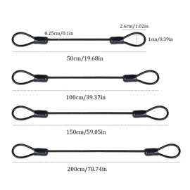 Security Steel Cable 1PCS 2.5mm x 1.5m/4.92ft Black Double Loop Security Chain Coated Luggage Lock Chain Lanyard Lock for Outdoor, Bike