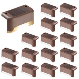 GIGALUMI GIGALUMI Solarlampen fr au?en, 16 Stck Treppenleuchtung, Solar Zaunlichter, Gartenleuchten, wasserdicht Solarleuchten fr Balkon, Treppen, Terrassen, Zaun, Hof, Patio(Braun, Warmwei?)