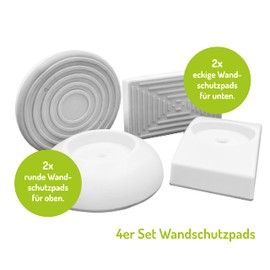 BOMI Set of 4 Elephant Feet | Wall Protection Pads for Animal Protection Gate, 2 Round & 2 Square | High-Quality Accessories for Door Safety Gates | Non-Slip Wall Protection No Drilling | Wall