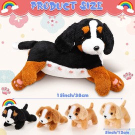 HyDren Nurturing Bernese Mountain Dog Plush Toy Set Nursing Dog Stuffed Animal with Puppies Soft Cuddly Stuffed Mommy Dog with 4 Stuffed Baby Puppies for Kids Christmas Birthday New Year Gifts