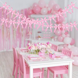 2 decoraciones de lazo rosa, guirnalda de lazo de satén rosa, decoración de cumpleaños para despedida de soltera (rosa B)
