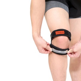 CONVELIFE Dual Patella Knee Strap (Black, 1 Count (Pack of 1))