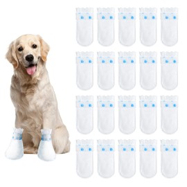 JEKUGOT 20 Pieces Disposable Dog Shoes, Dog Socks for Dogs to Stop Licking Paws with Dog Paw Bandage, Dustproof Pet Dog Shoe Covers for Indoor and Outdoor Use （S）