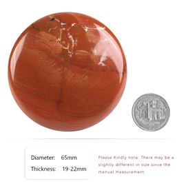 Nupuyai Red Jasper Round Palm Crystal Worry Stone, Pocket Massage Polished Energy Stone for Healing Stress Relief Meditation 65mm