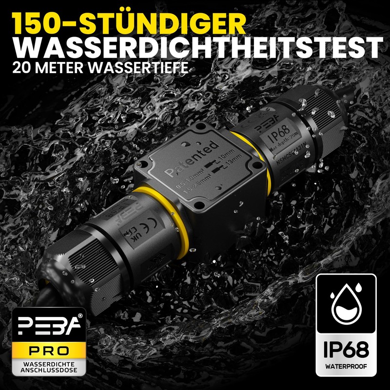 PEBA Cable Connector Waterproof 3-Pin 2-Way IP68 Waterproof Cable Connector