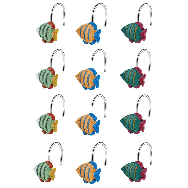 CandyGrid Fish Shower Curtain Hooks Rings for Under The Sea