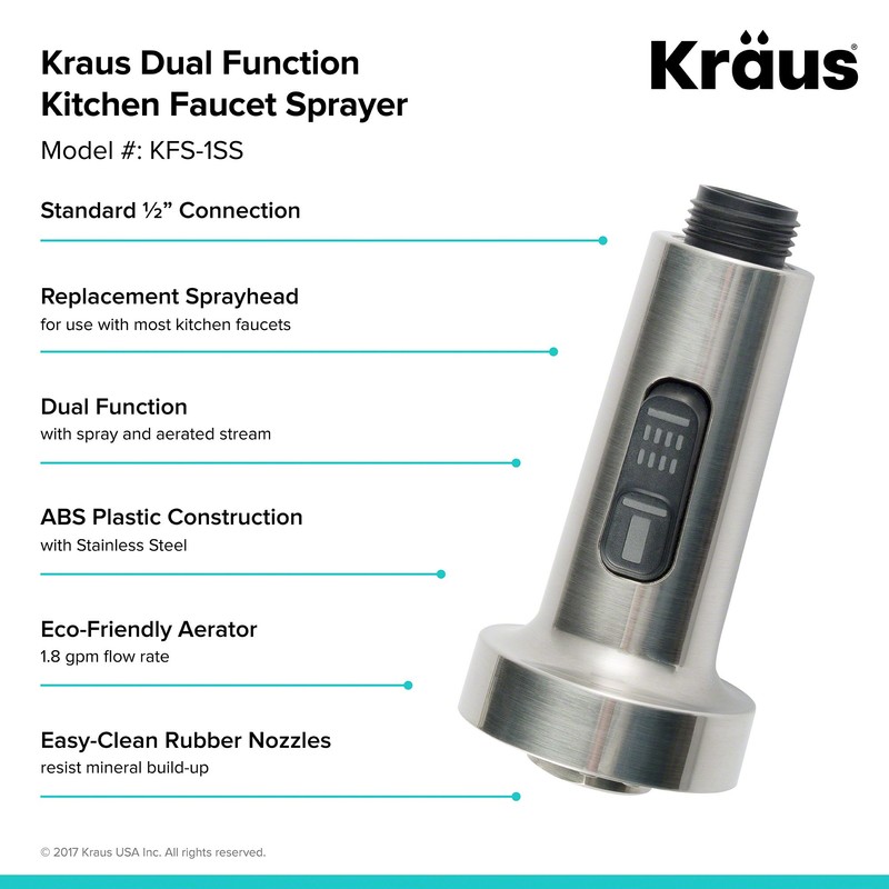 Kraus KFS-1SS Dual Function Kitchen Faucet Sprayer, Stainless Steel