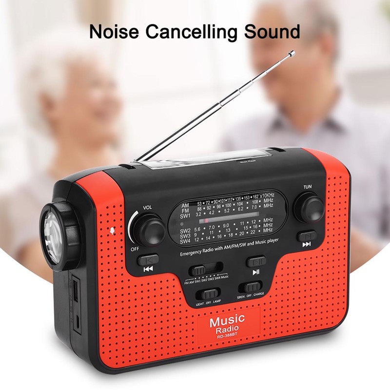 FM/AM/SW Solar Hand Crank Radio Memory Card Music for Bluetooth