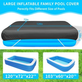 10 X 6 ft Inflatable Pool Cover for 120x72 inch Swimming Rectangle Pool Above Ground Inflatable 118x79 Rectangular Pool Cover for Outdoor Garden Pools