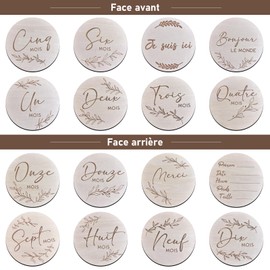 CaiTang Wooden milestone cards, baby, 8 milestones on elegant wooden discs as a gift for birth/baby shower for pregnant women, expectant mothers, expectant parents