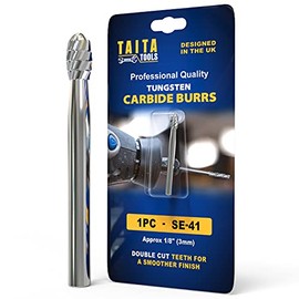 Carbide Burr, 1x Double Cut SE-41-0.118" (3mm) Shank Rotary Tool Cutting Burr - Accessories For Dremel, Fordom, Flex Shaft, Dewalt And Die Grinders - For Wood Carving, Metal Working And Engraving.