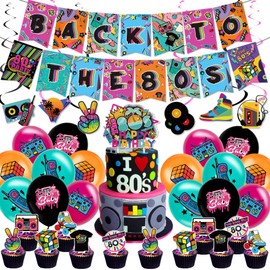 38pcs 80s Party Decoration - 80s Party Supplies, Back To The 80s Party Banner, 80s Themed Party Decorations Adults, 80s Party Decorations Pack, 80s Balloons And Banners, Tea Party Decorations