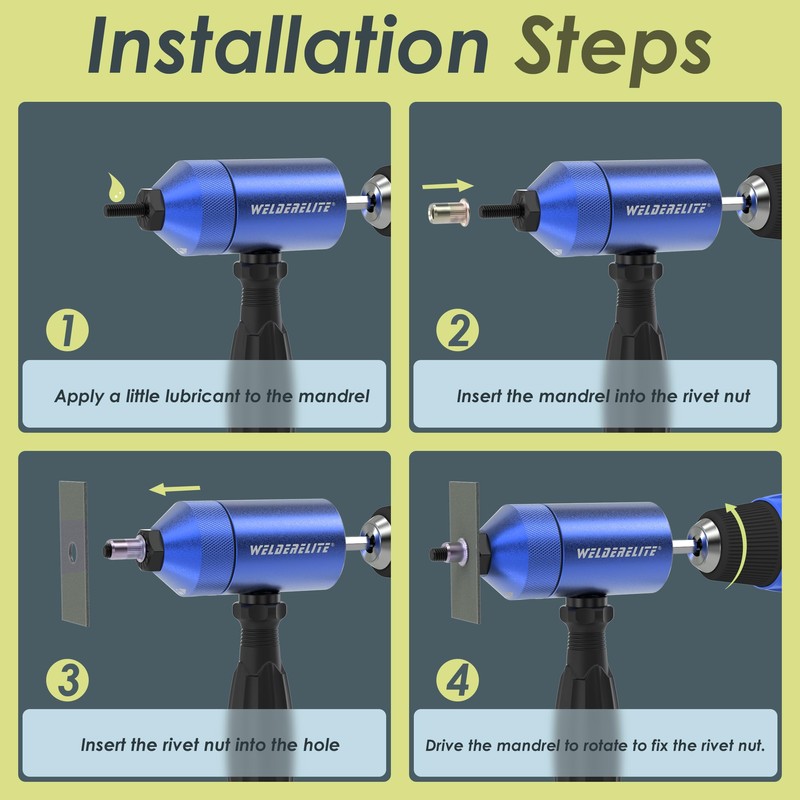 WelderElite Rivet Nut Drill Adapter Kit - Dual Drive Modes: