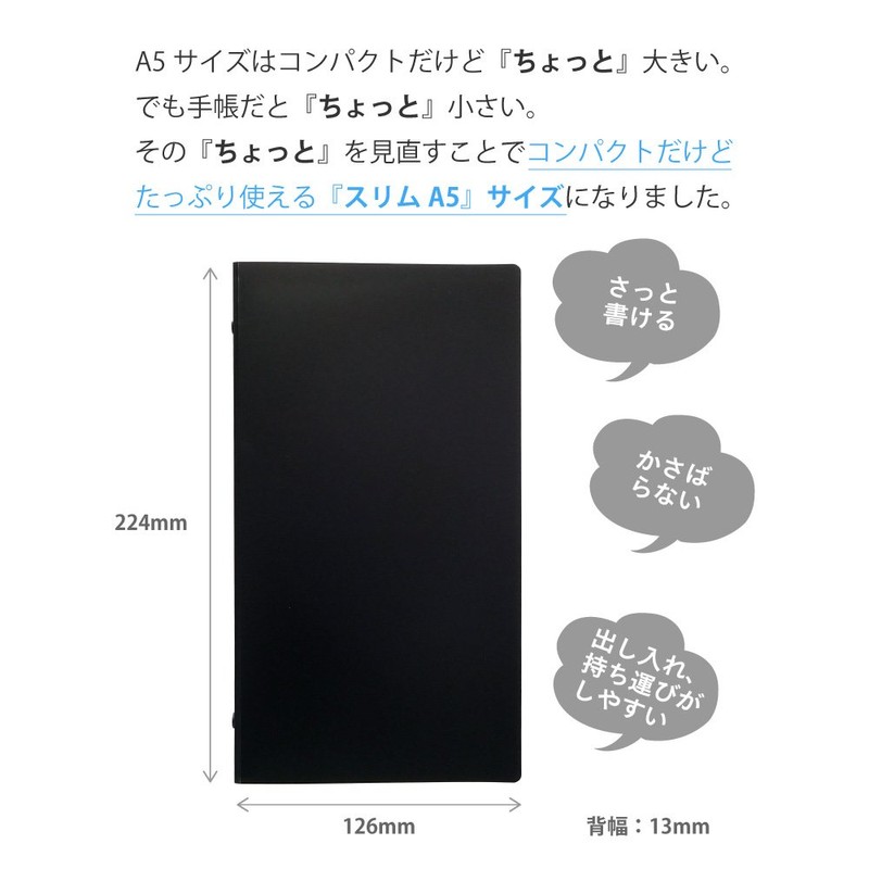 Maruman F068-05 Plastic Binder, Puo, Slim A5, Black