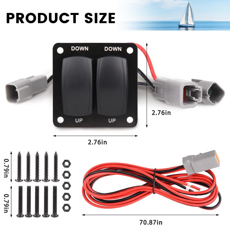 Haoguo Marine Trim Tab Double Rocker Switch Kit Compatible with