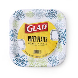 Glad Square Paper Plates, Blue and Green Hydrangea Design - Strong and Heavy Duty Disposable Plate for Everyday Use - Soak Proof, 7 Inch – 10 Count