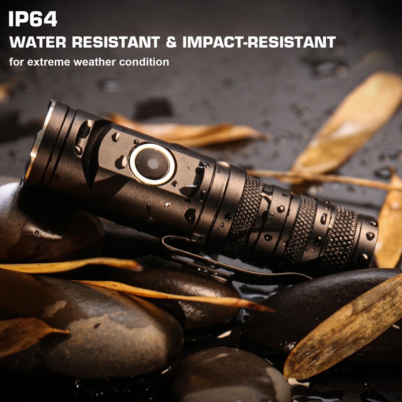 HAUTMEC 1400 Lumen Rechargeable Flashlights LED EDC Flashlight with 90