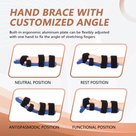 Scurnhau Resting Hand Splint, Night Sleeping Carpal Tunnel Wrist & Finger Splint, Stroke Hand Brace with Finger Support for Finger Contractures, Tendonitis, Arthritis, Fits Left and Right Hands, L