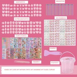 aqijuy 181 PCS Sticker Gift Keychain Arts and Crafts Supplies Set for Girls Boys Arts Crafts for Kids 5-12 for Birthday Party Classroom Guka DIY Kits(1)