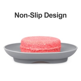 Anwenk Soap Dish, Bathroom Soap Dishes Soap Holder Soap Tray with Holes to Drain Water- Oval Shape Soap Dish for Shower Bathroom Kitchen Counter Top, Keep Bars Dry - Flexible Silicone Grey, 3 Pack