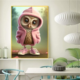 Diamond Painting for Adults and Children, 5D Diamond Painting Pictures Animals Set, DIY Diamond Crystal Arts Craft Cross Embroidery Painting Kits Home Wall Decor (Owl 30 x 40 cm)