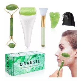 Mololan Kit Rodillo Masaje Facial De Jade Antienvejecimiento Traje