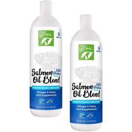 Only Natural Pet Wild Alaskan Salmon Oil for Dogs & Cats - Omega 3 & 6 Supplement for Pets - EPA & DHA Fish Oils, All Natural Joint Support, Promote Healthy Skin, Coat & Heart - 20 Fl Oz (Pack of 2)