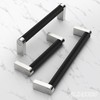 Alzassbg 10 Pack Silver and Black Cabinet Pulls, 3 Inch(76mm)
