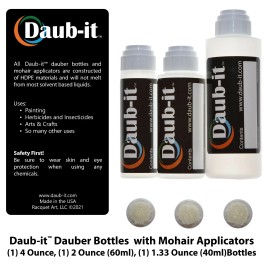 Daub-it Empty Bottles with Mohair Dauber Applicator - 3 Pack - 4, 2, 1 oz. -HDPE
