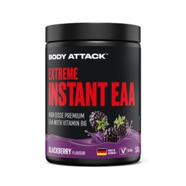 Body Attack Instant EAA Powder Blackberry 500 g Made in Germany 8 Essential EAA Amino Acids for Protein Rich Nutrition & Muscle Building Training