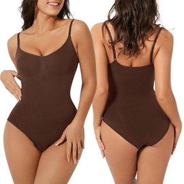 FeelinGirl Seamless Covered Bust Jumpsuit Thong Bodysuit Fit Comfort Slimming  Womenswear 1 Breathable Hip Tops Soft  Deals For You Days:_Panty-Coffee_5XL