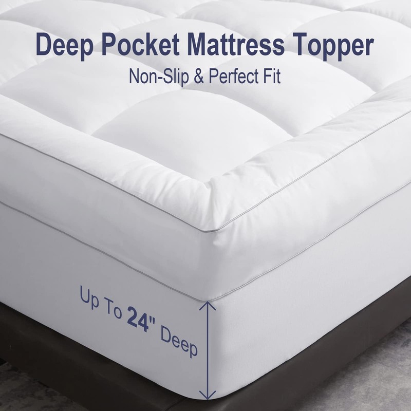 HYPREST Extra Thick Mattress Topper Queen, Pillow Top Mattress Topper