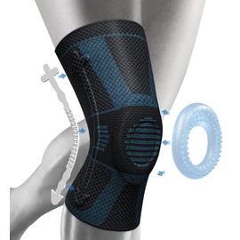 NEENCA Knee Brace, Compressed Knee Support for Men Women with Patella Gel Pads & Side Stabilisers, Medical Knee Pads for Running (Improved Version - Black Blue, 3XL)