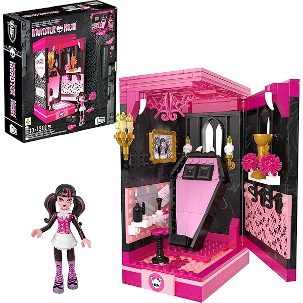 Mega Monster High Action Figure Building Set Draculaura's Boo-k Crypt