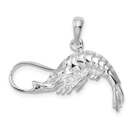 Auriga Fine Jewelry 925 Sterling Silver 3D Shrimp Pendant (L- 0.89 Inch, W- 1.06 Inch)