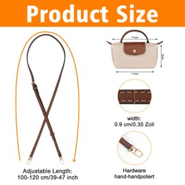 Mini Bag Strap Compatible with Longchamp, Punch-Free Adjustable Buckle Strap Design, for MINI Tote Bag (Brown-2, 0.9CM)