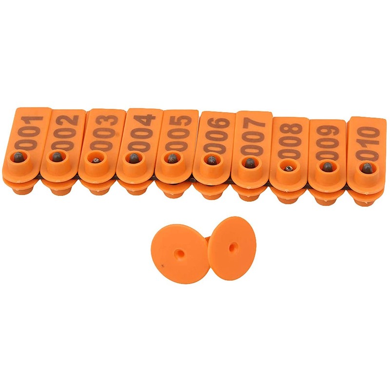 ANCLLO 100 Pack Pig Ear Tags Orange Medium Plastic Livestock