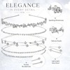 4 Pcs Rhinestone Headbands for Women Silver Bridal Wedding Hair