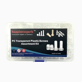 Happinesspark Polycarbonate PC Cross Phillips Pan Head Screw Nut Washer Kit M3 M4 M5 Plastic Fastener Set Assortment 470PCS in Storage Case (Electrical Insulation, Corrosion Resistant, Lightweight)