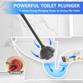 LOVLOY Toilet Plunger with Holder, Plunger with Unique Holder, Plungers for Bathroom with Holder, Toilet Plunger Heavy Duty (1, BLACK)